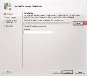 Import ssl certificate in exchange 2010