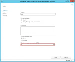 Configure maximum message size limit on send-receive connectors in exchange 2013 Configure maximum message size limit on send-receive connectors in exchange 2013