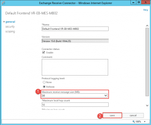 Configure maximum message size limit on send-receive connectors in exchange 2013 Configure maximum message size limit on send-receive connectors in exchange 2013