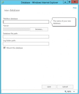 Create mailbox database in exchange 2013