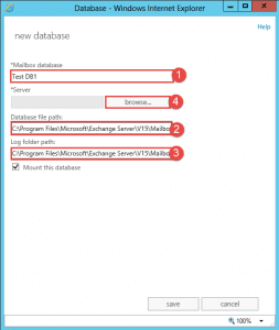 Create mailbox database in exchange 2013