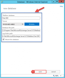 Create mailbox database in exchange 2013