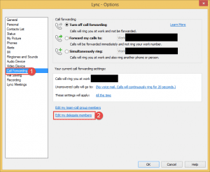Grant delegate access to a user in lync 2010/2013