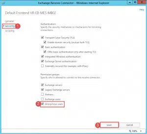 Enable anonymous access on a receive connector in exchange 2013 to receive external mail Enable anonymous access on a receive connector in exchange 2013 to receive external mail