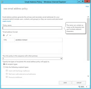 Create an email address policy in exchange 2013/2016 Create an email address policy in exchange 2013/2016