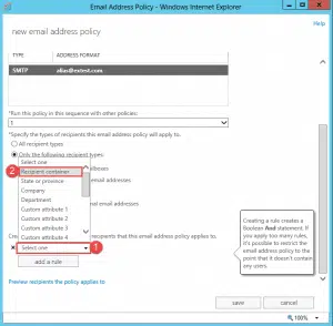 Create an email address policy in exchange 2013/2016 Create an email address policy in exchange 2013/2016
