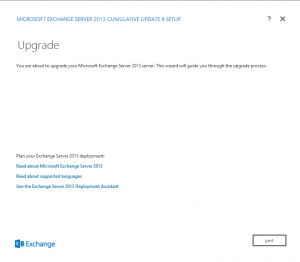 Exchange 2013 - cu9 upgrade