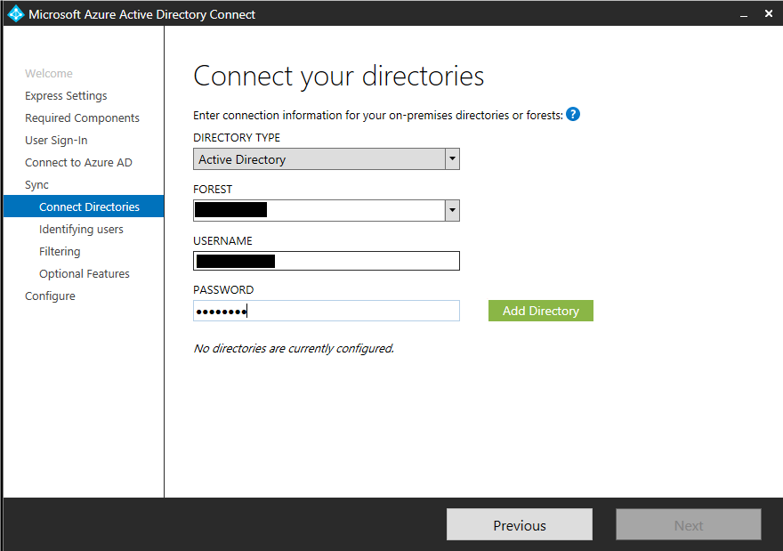 Azure - install azure ad connect with sql express