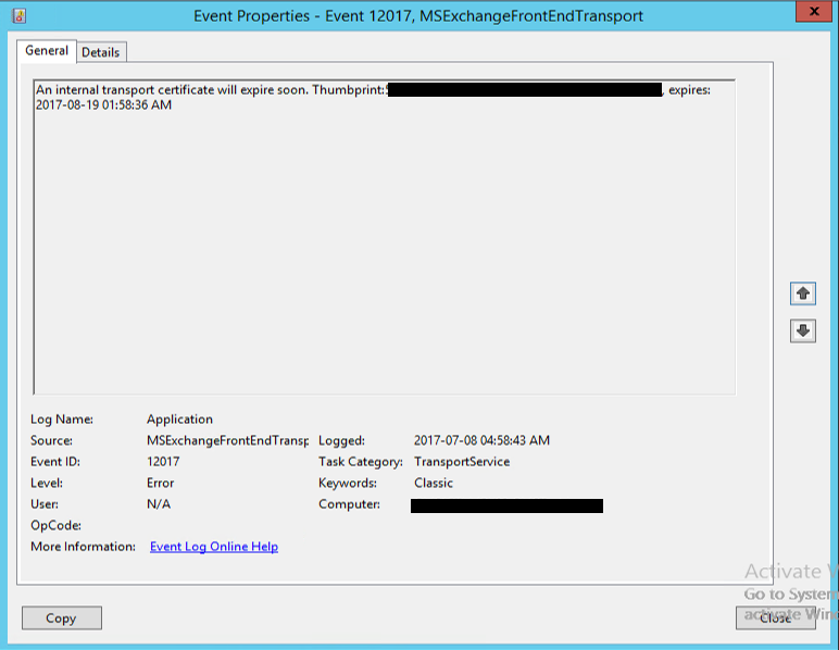 Exchange 2016 - event id 12017, msexchangefrontendtransport & msexchangetransport Exchange 2016 - event id 12017, msexchangefrontendtransport & msexchangetransport