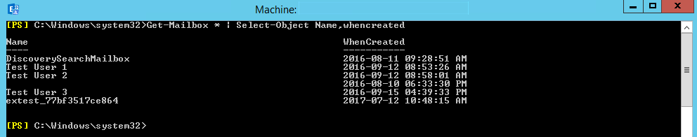 Exchange 2016 - check mailbox creation date