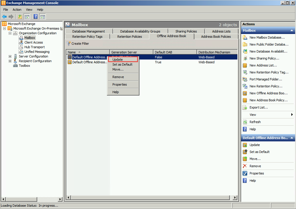 Exchange 2010 - updating the offline address book (oab)