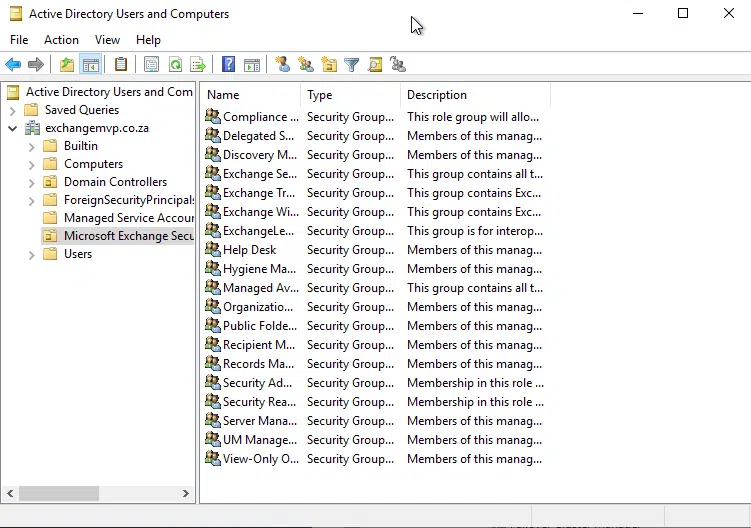 Exchange 2019 - re-create the exchange security groups in ad Exchange 2019 - re-create the exchange security groups in ad