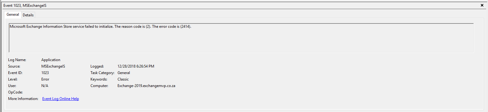 Exchange 2019 - exchange services won't start after reboot