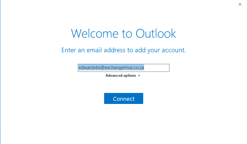 Exchange 2019 - adding outlook account couldn't be easier..