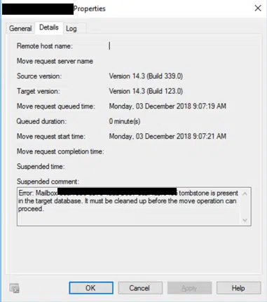Exchange 2010 :- mailbox move error (tombstone is present) Exchange 2010 :- mailbox move error (tombstone is present)