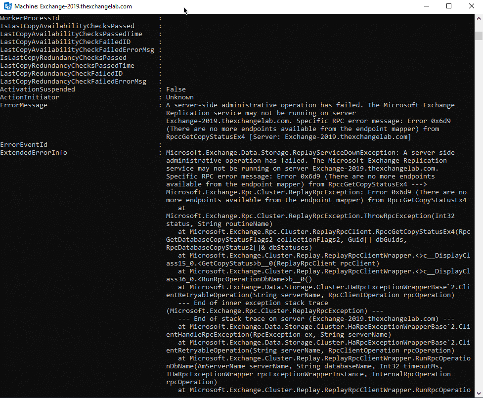 Exchange 2019 - database status showing servicedown Exchange 2019 - database status showing servicedown