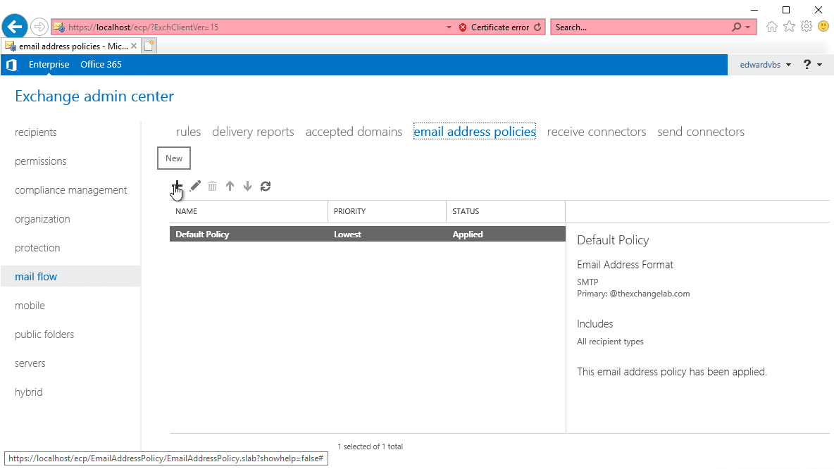 Exchange 2019 - create an email address policy
