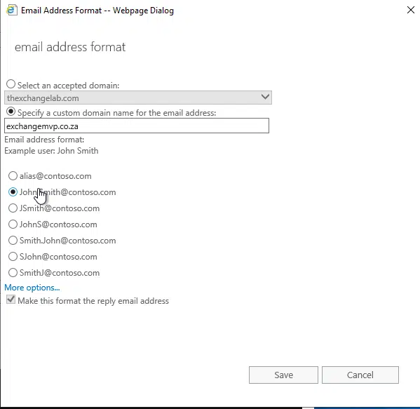 Exchange 2019 - create an email address policy
