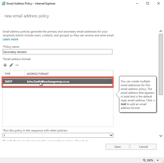 Exchange 2019 - create an email address policy