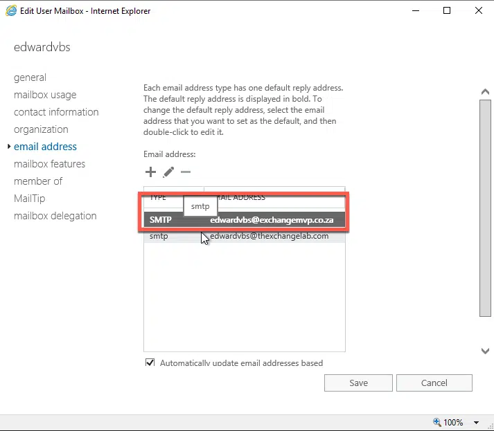 disable default email address policy exchange 2019