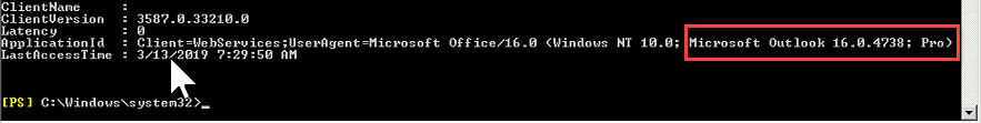 Exchange 2010:- find the outlook version of a user connected to your cas server.