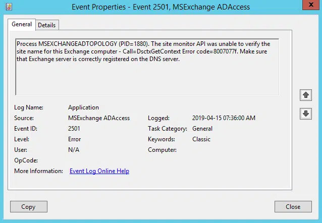 Exchange 2010:- event id 2501,2601 and 2604 - adaccess Exchange 2010:- event id 2501,2601 and 2604 - adaccess