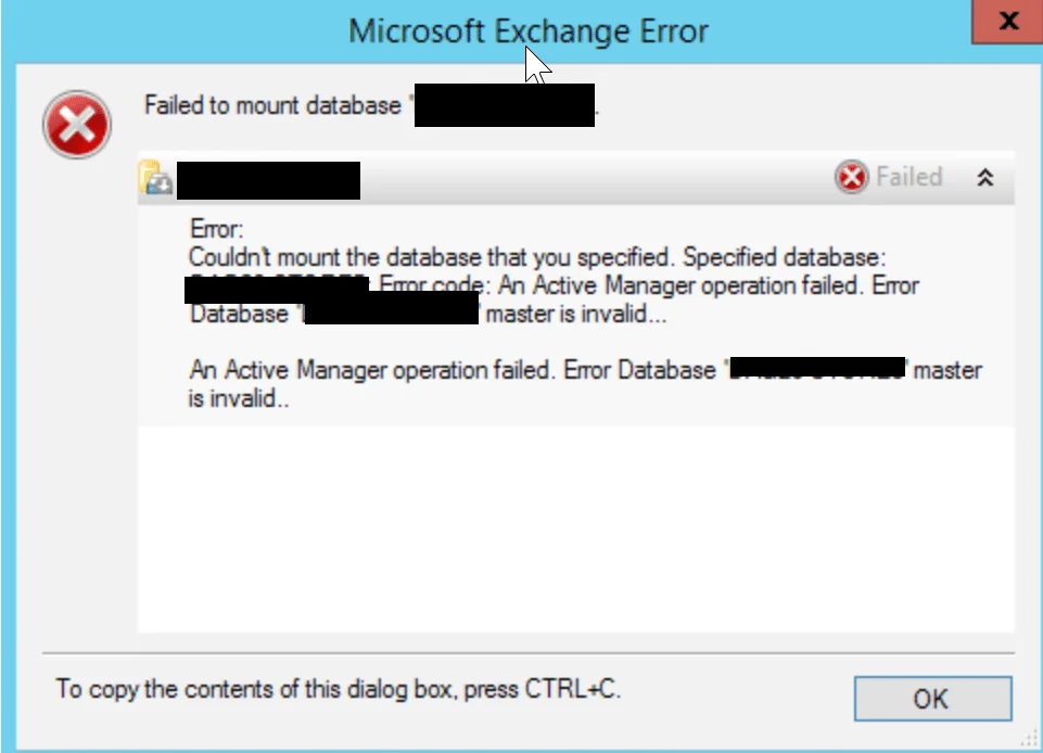 Exchange 2010: new store fails with error: 