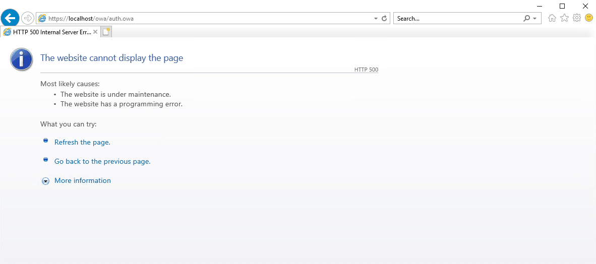 Exchange 2016/2019 coexistence http 500 error on ecp