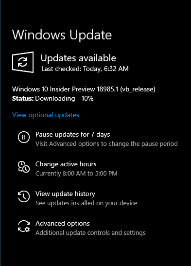 Windows insider preview 18985 Windows insider preview 18985