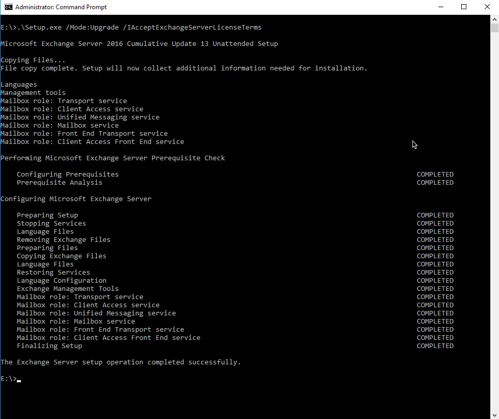 Exchange 2016:- upgrade from the command line. Exchange 2016:- upgrade from the command line.