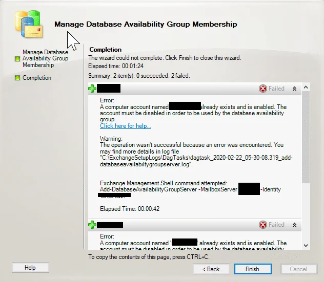 Exchange 2010:- managing a dag and group membership fails. Exchange 2010:- managing a dag and group membership fails.