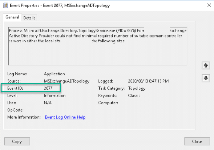 Exchange 2016:- event id 2112, 2077, 2069, 2142 Exchange 2016:- event id 2112, 2077, 2069, 2142