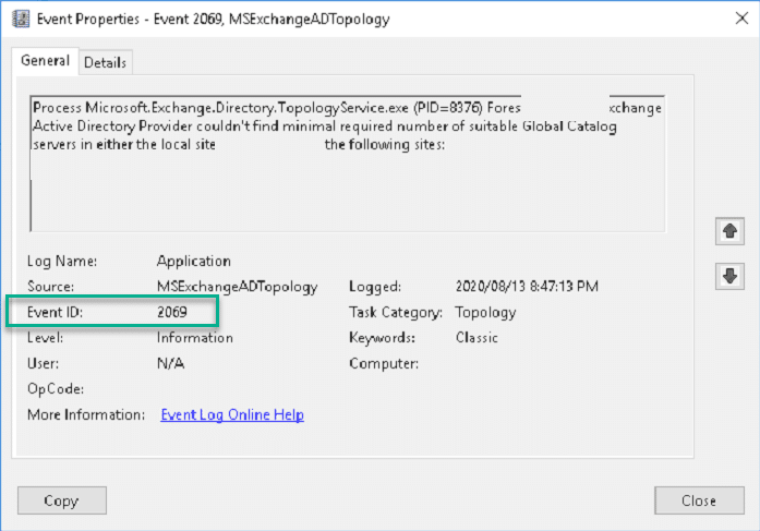 Exchange 2016:- event id 2112, 2077, 2069, 2142 Exchange 2016:- event id 2112, 2077, 2069, 2142