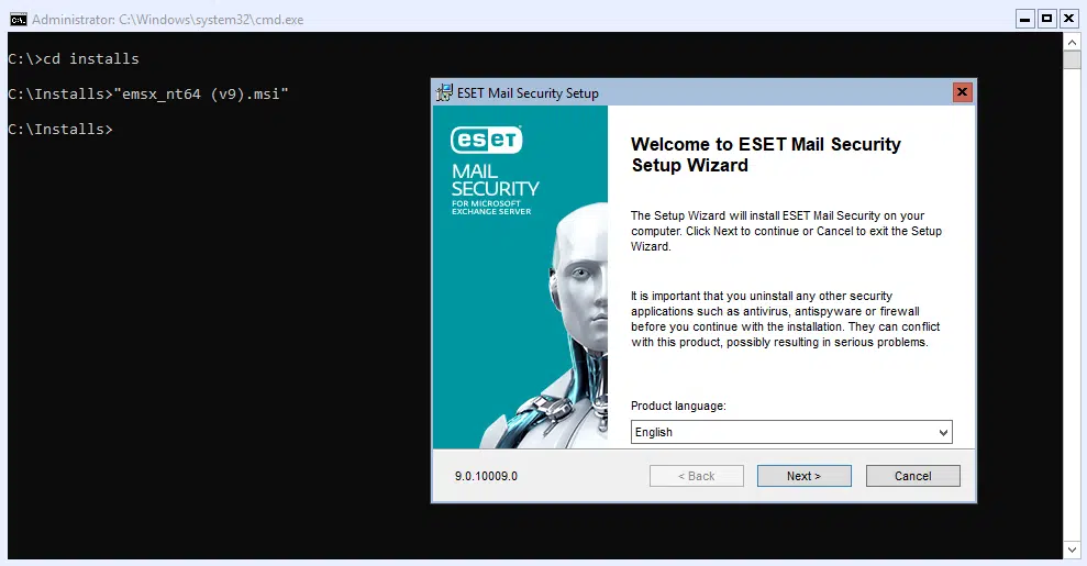 Exchange 2019 :- updating eset mail security for exchange to v9 Exchange 2019 :- updating eset mail security for exchange to v9