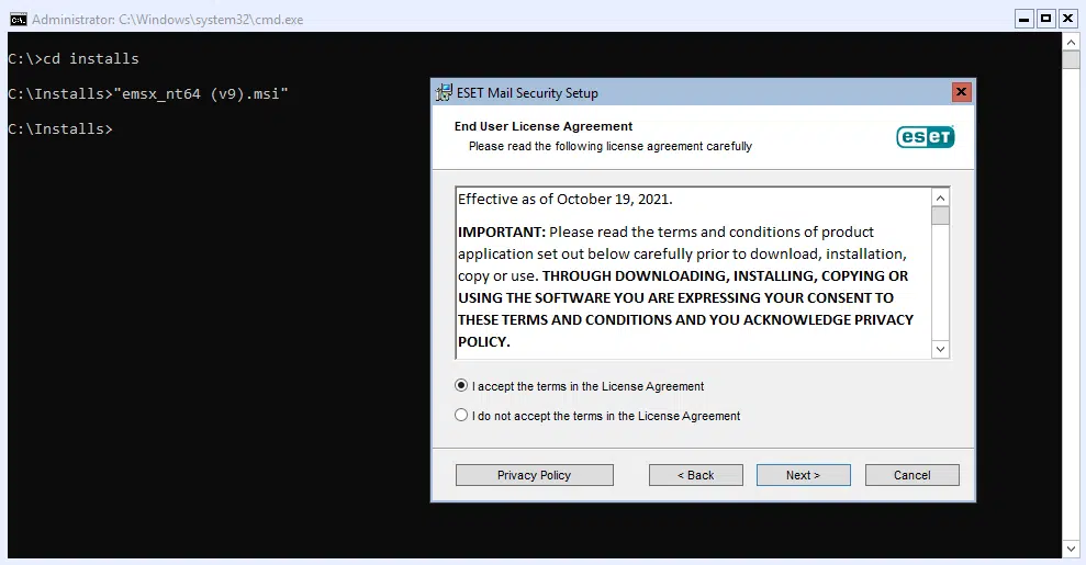 Exchange 2019 :- updating eset mail security for exchange to v9 Exchange 2019 :- updating eset mail security for exchange to v9