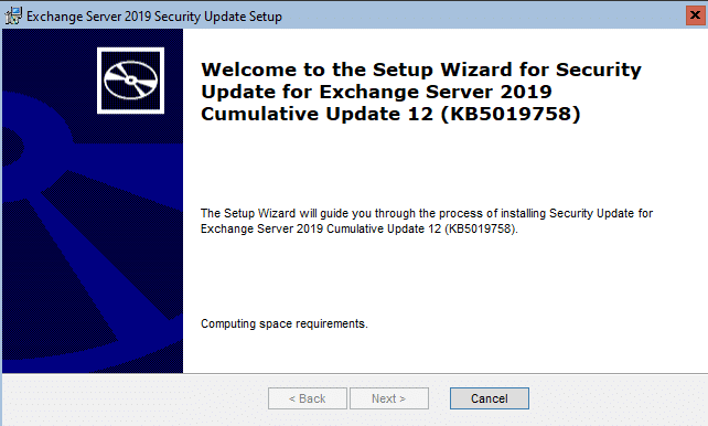 Exchange 2019:- running the install on windows server 2022