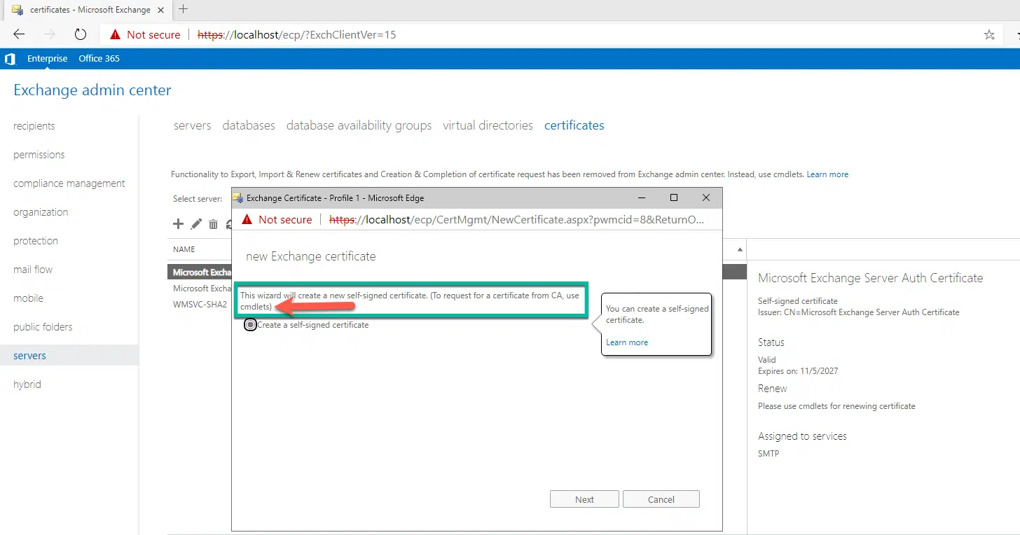 Exchange 2019:- no option in the eac to create ssl certificate request anymore. Exchange 2019:- no option in the eac to create ssl certificate request anymore.