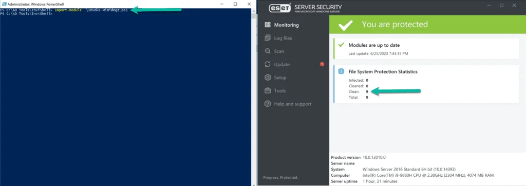 Windows server 2016:- bypassed eset/tehtris and ran invoke-mimikatz Windows server 2016:- bypassed eset/tehtris and ran invoke-mimikatz