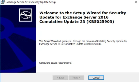 Exchange 2016 - applying june 2023 security update to cu23