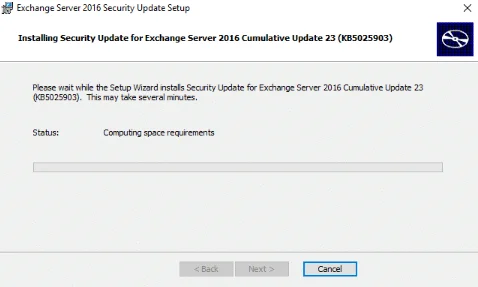 Exchange 2016 - applying june 2023 security update to cu23