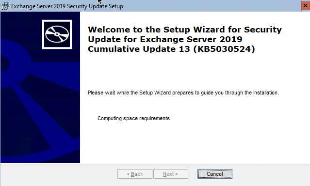 Exchange 2019:- applying cu13, suv2 and cve-2023-21709 vulnerability fix