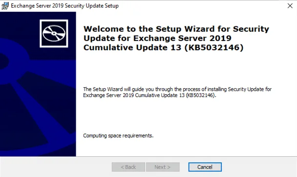 Exchange 2019:- install the november 2023 security update (kb5032146) Exchange 2019:- install the november 2023 security update (kb5032146)