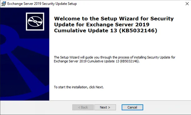 Exchange 2019:- install the november 2023 security update (kb5032146) Exchange 2019:- install the november 2023 security update (kb5032146)