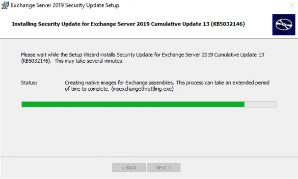 Exchange 2019:- install the november 2023 security update (kb5032146) Exchange 2019:- install the november 2023 security update (kb5032146)