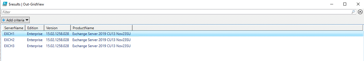 Exchange 2019:- get the version with product name in powershell