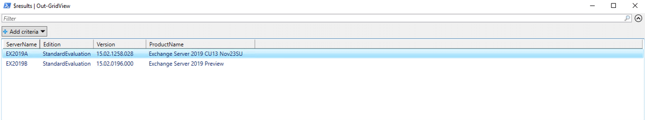 Exchange 2019:- get the version with product name in powershell