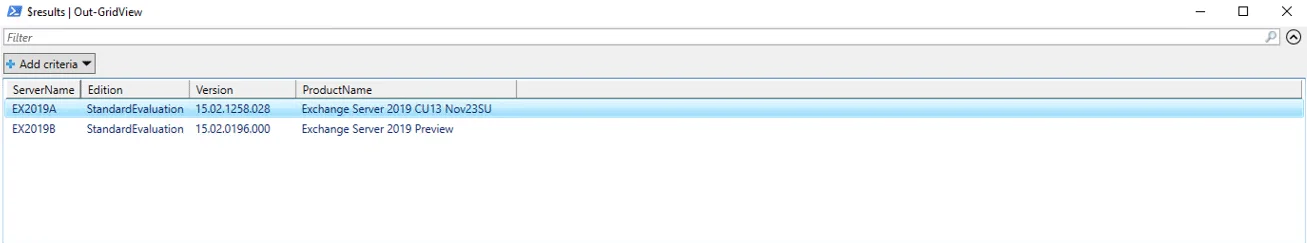 Exchange 2019:- get the version with product name in powershell