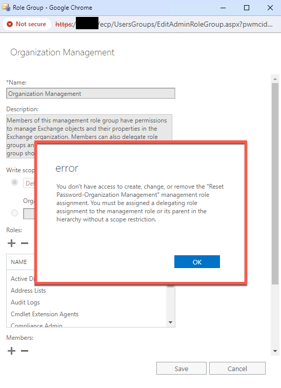 Quickly fix exchange 2019 error when adding the reset-password option in the eac.